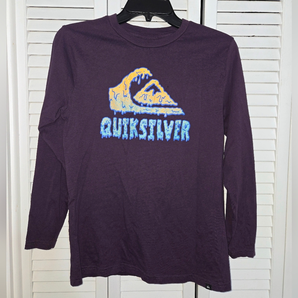 Quiksilver Boy's L Deep Purple Wave Logo Tee